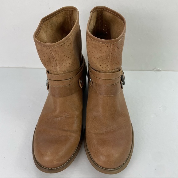 Marc Fisher Rosan Tan Leather Mid Calf Western Bohemian Moto Boots - Picture 7 of 12